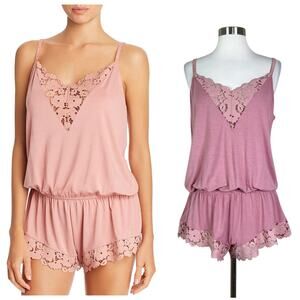 Eberjey | Naya Rose Pink Lace Modal Teddy Lingerie Designer Pajamas Sleep Romper